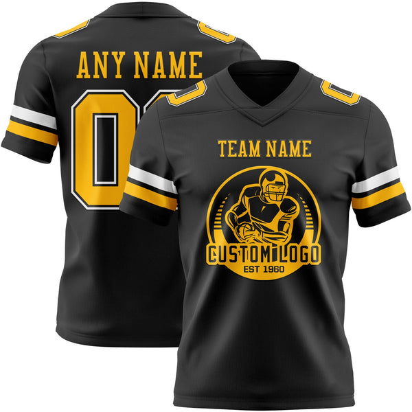 Custom Black Gold-White Authentic Football Jersey alternate