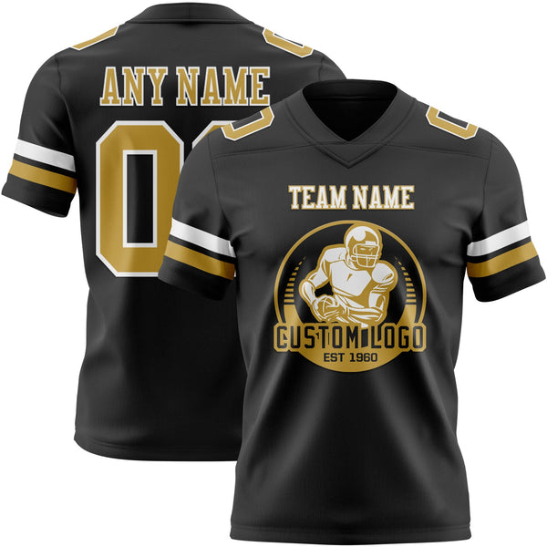 Custom Black Old Gold-White Authentic Football Jersey alternate