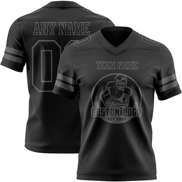 Custom Black Steel Gray Authentic Football Jersey alternate