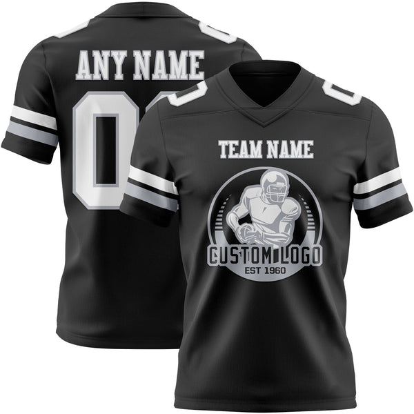 Custom Black White-Gray Authentic Football Jersey alternate