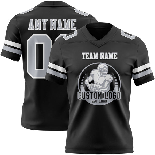 Custom Black Gray-White Authentic Football Jersey alternate