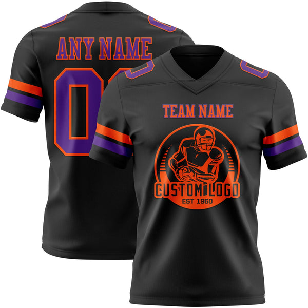 Custom Black Purple-Orange Authentic Football Jersey alternate
