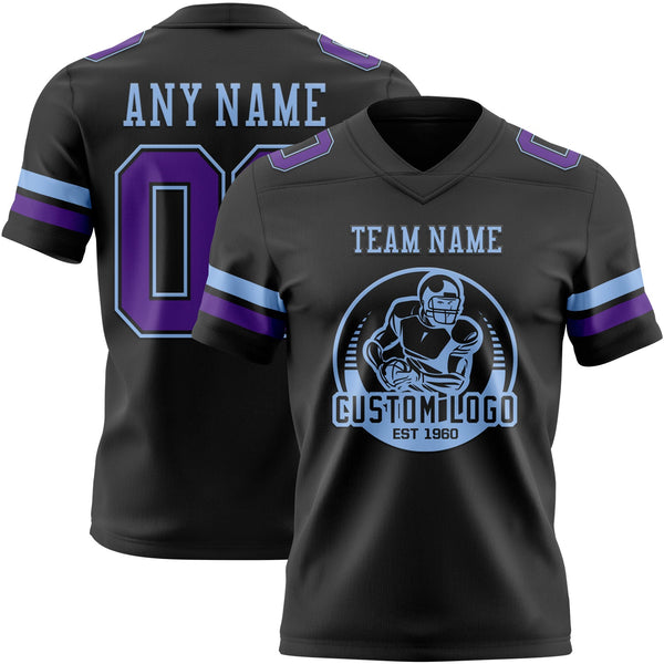 Custom Black Purple-Light Blue Authentic Football Jersey alternate