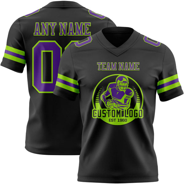 Custom Black Purple-Neon Green Authentic Football Jersey alternate