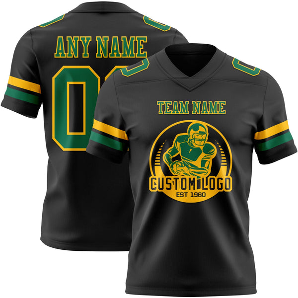 Custom Black Kelly Green-Gold Authentic Football Jersey alternate