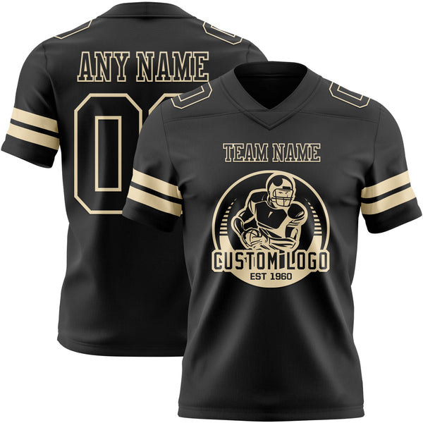 Custom Black Cream Authentic Football Jersey alternate