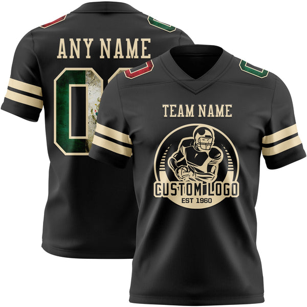 Custom Black Vintage Mexican Flag-Cream Authentic Football Jersey alternate