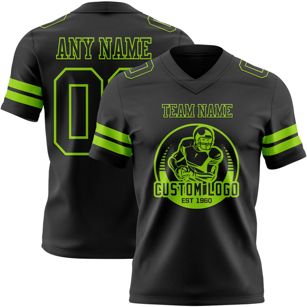 Custom Black Neon Green Authentic Football Jersey alternate