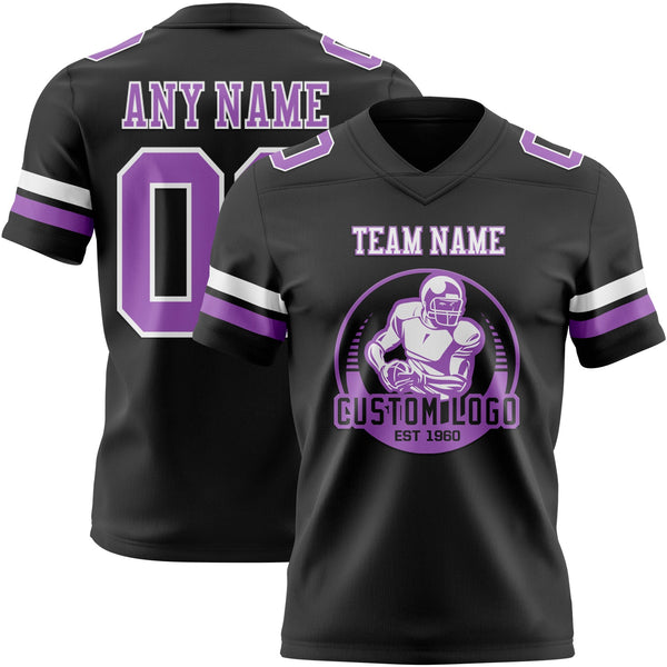 Custom Black Medium Purple-White Authentic Football Jersey alternate