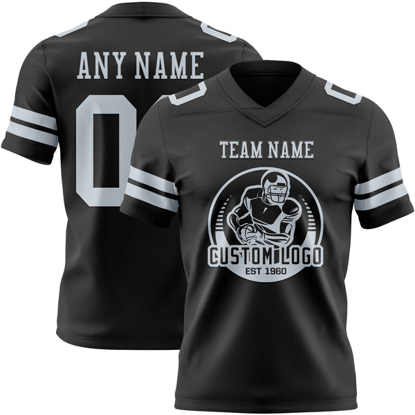Custom Black Silver Authentic Football Jersey alternate