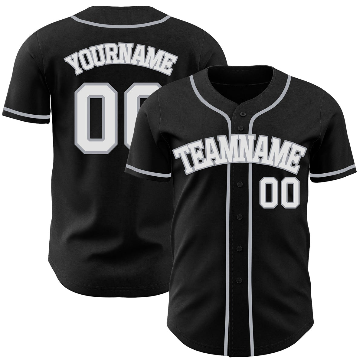 Custom Black White-Gray Authentic Baseball Jersey