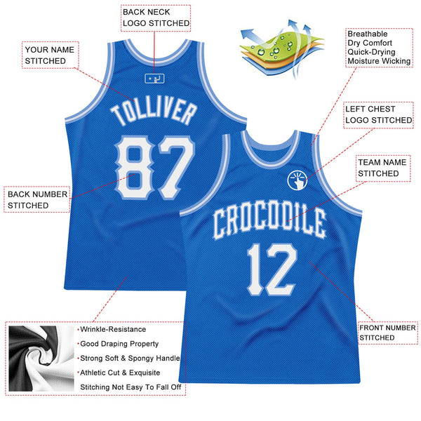 Custom Blue White-Light Blue Authentic Throwback Basketball Jersey alternate
