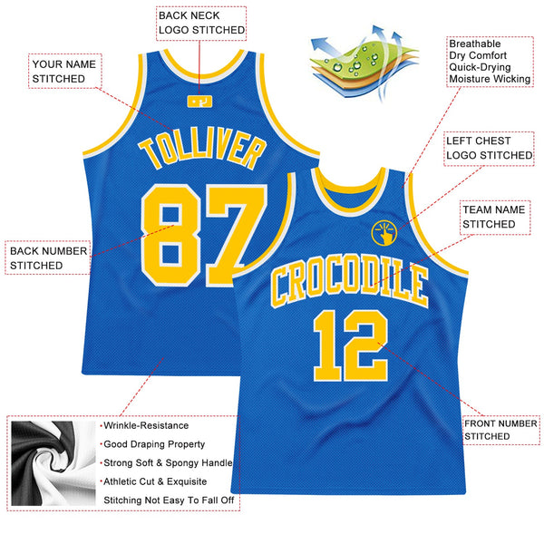 Custom Blue Gold-White Authentic Throwback Basketball Jersey alternate