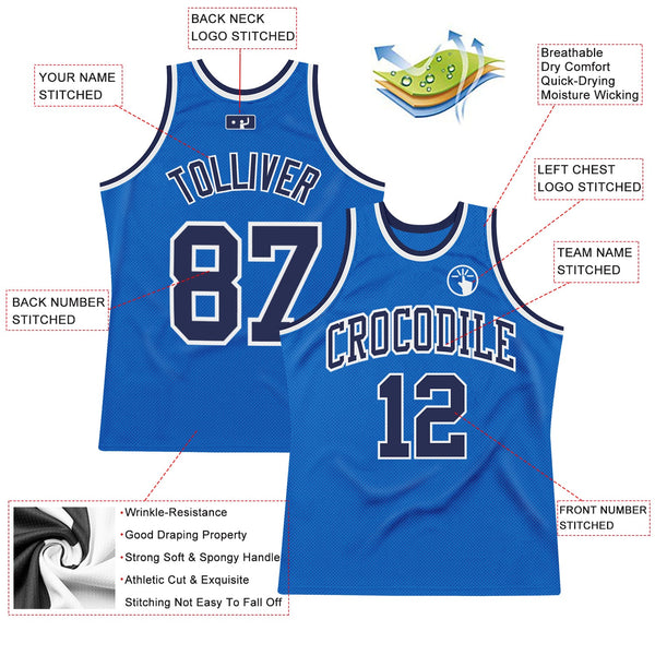 Custom Blue Navy-White Authentic Throwback Basketball Jersey alternate