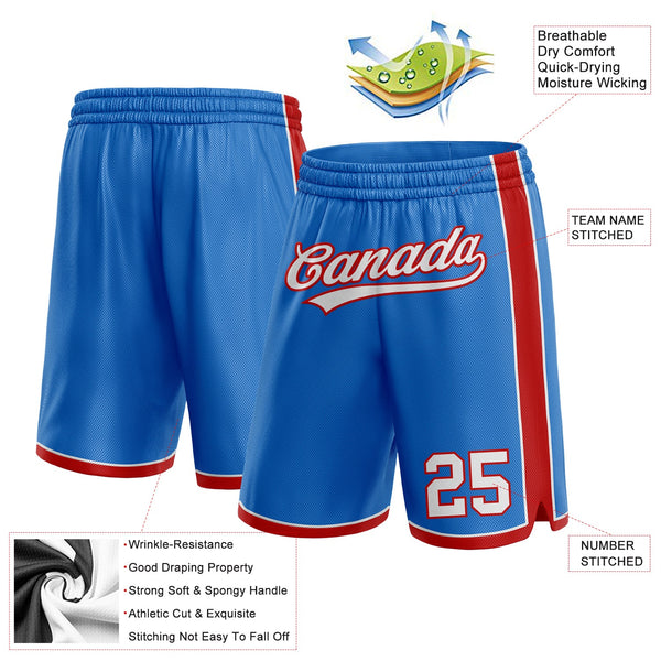 Custom Blue White-Red Authentic Basketball Shorts alternate