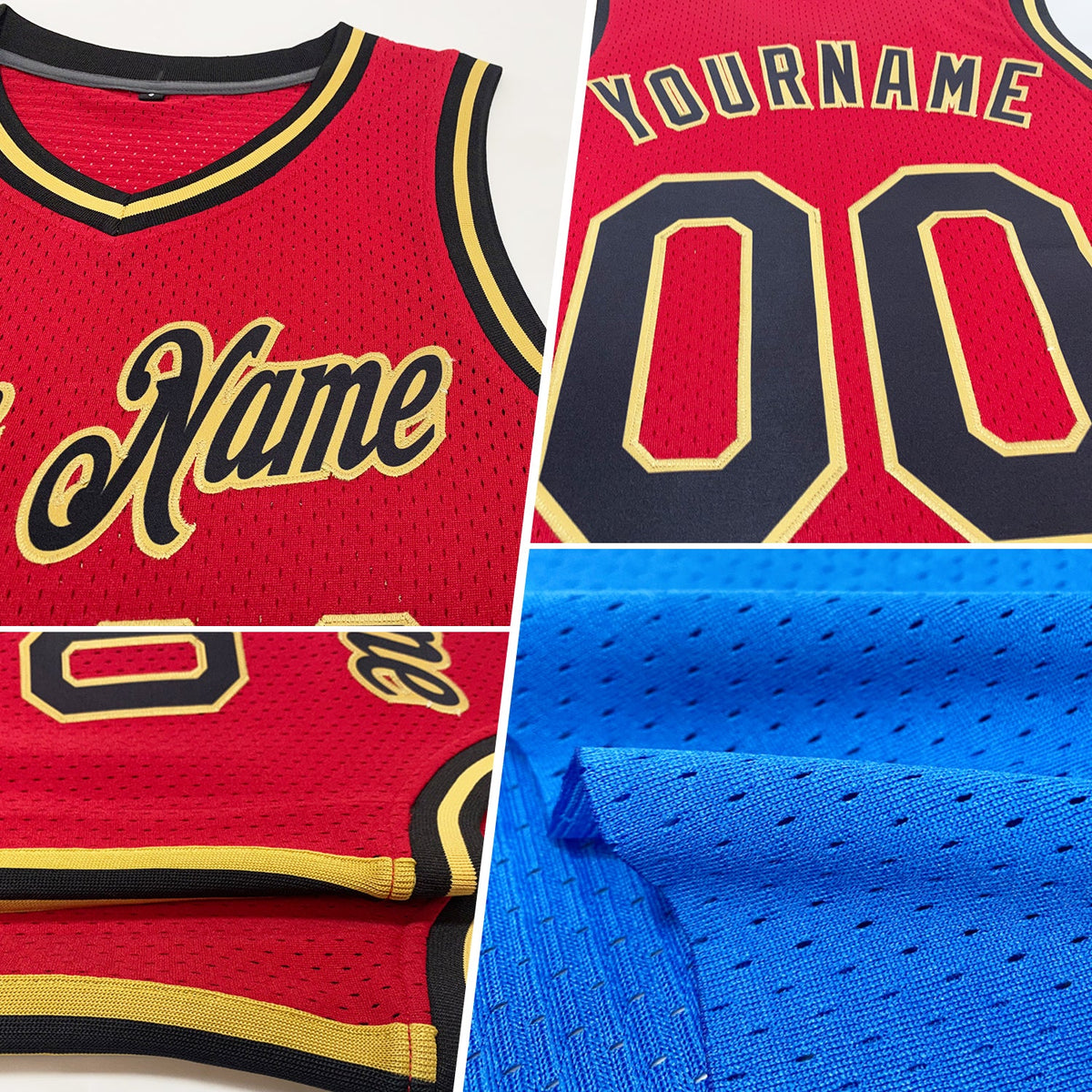 Custom Blue Gold-White Authentic Throwback Basketball Jersey - Back