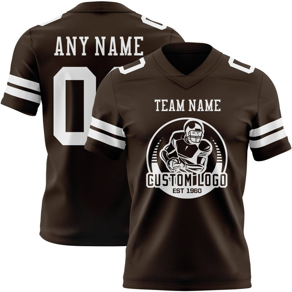Custom Brown White Authentic Football Jersey alternate