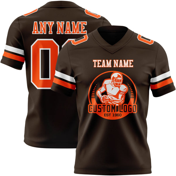 Custom Brown Orange-White Authentic Football Jersey alternate