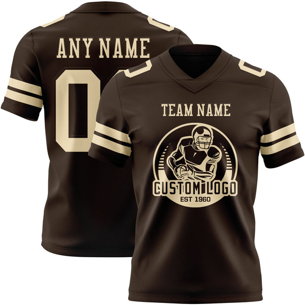Custom Brown Cream Authentic Football Jersey alternate