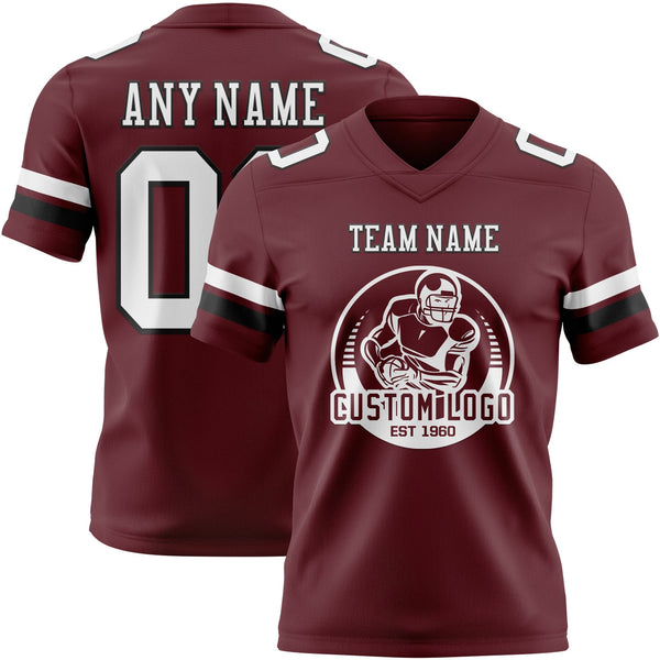 Custom Burgundy White-Black Authentic Football Jersey alternate