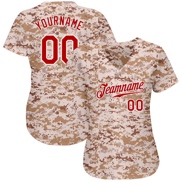 Custom Camo Red-White Authentic Salute To Service Baseball Jersey alt