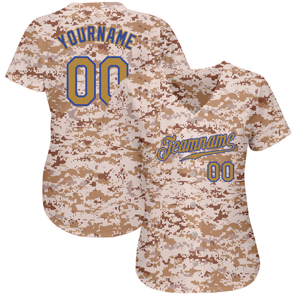 Custom Camo Old Gold-Royal Authentic Salute To Service Baseball Jersey alternate