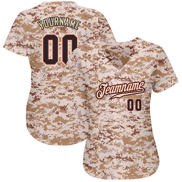 Custom Camo Black-Crimson Authentic Salute To Service Baseball Jersey alternate