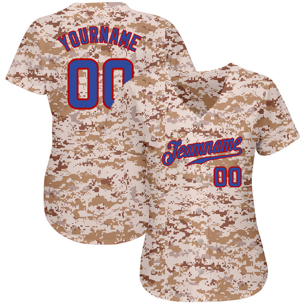 Custom Camo Royal-Red Authentic Salute To Service Baseball Jersey alternate