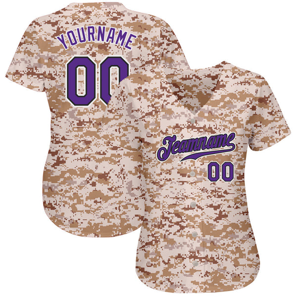 Custom Camo Purple-Black Authentic Salute To Service Baseball Jersey alternate