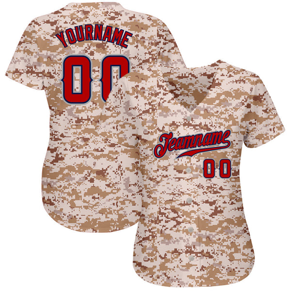 Custom Camo Red-Navy Authentic Salute To Service Baseball Jersey alternate
