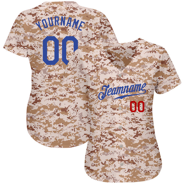 Custom Camo Royal-Red Authentic Salute To Service Baseball Jersey alternate