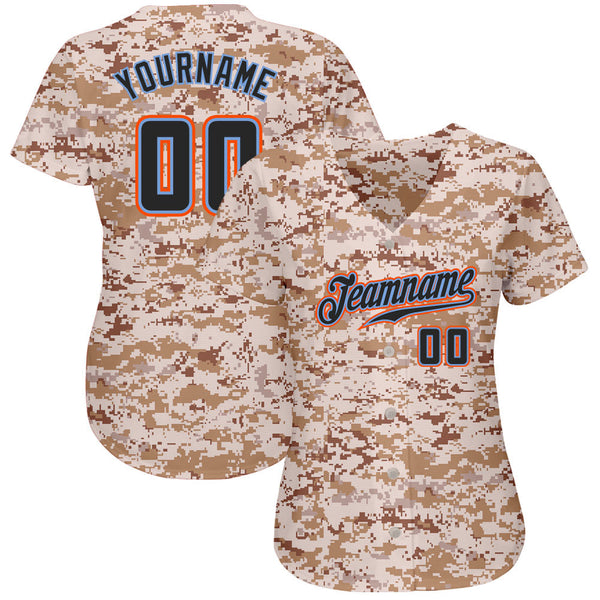 Custom Camo Black-Powder Blue Authentic Salute To Service Baseball Jersey alternate