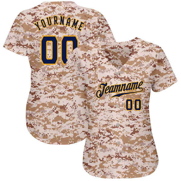 Custom Camo Navy-Gold Authentic Salute To Service Baseball Jersey alternate