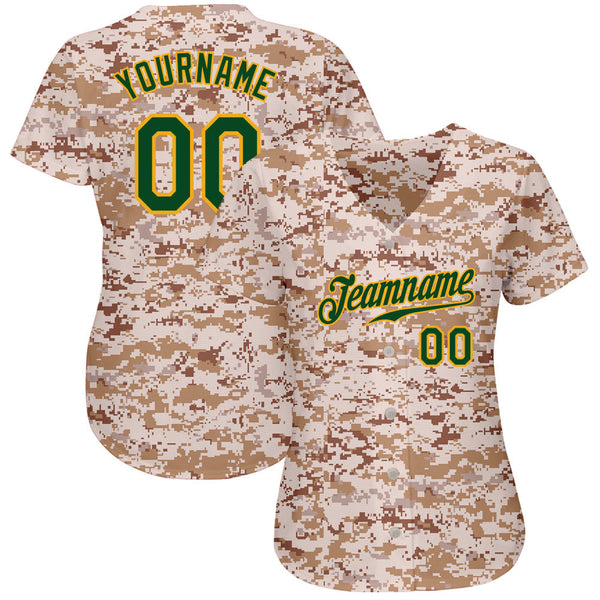 Custom Camo Green-Gold Authentic Salute To Service Baseball Jersey alternate