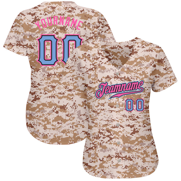 Custom Camo Powder Blue-Pink Authentic Salute To Service Baseball Jersey alternate