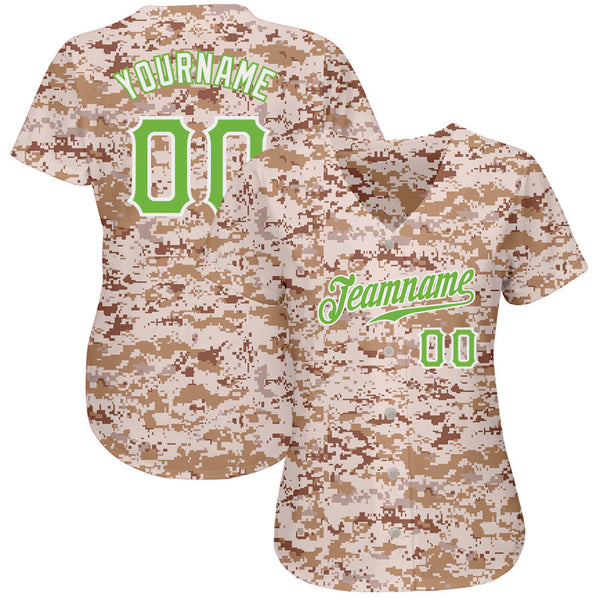 Custom Camo Neon Green-White Authentic Salute To Service Baseball Jersey alt