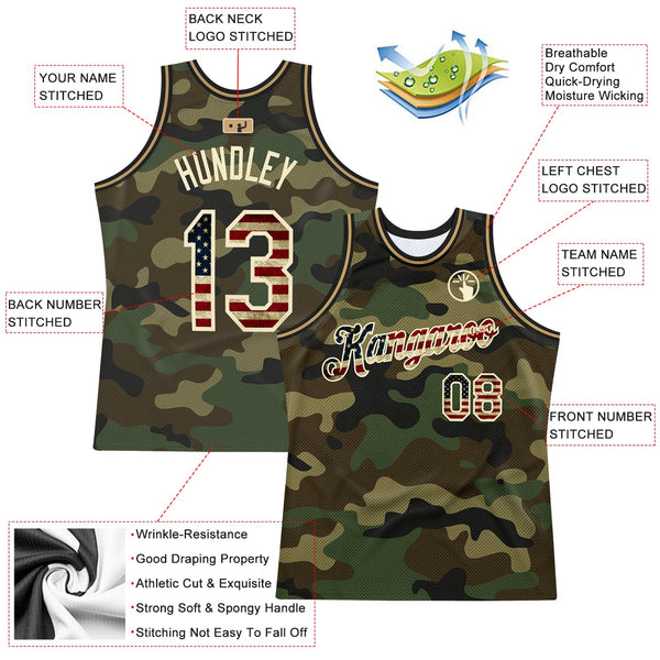 Custom Camo Vintage USA Flag-Cream Authentic Salute To Service Basketball Jersey alternate