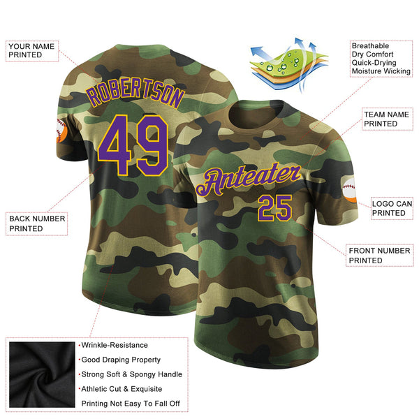 Custom Camo Purple-Yellow Performance Salute To Service T-Shirt alternate