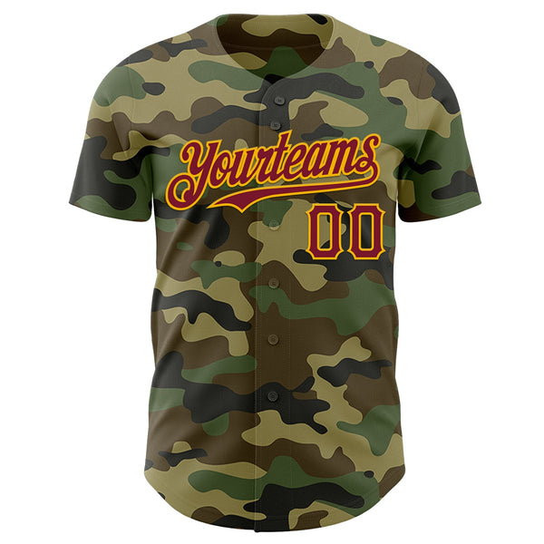 Custom Camo Crimson-Gold Authentic Salute To Service Baseball Jersey alternate