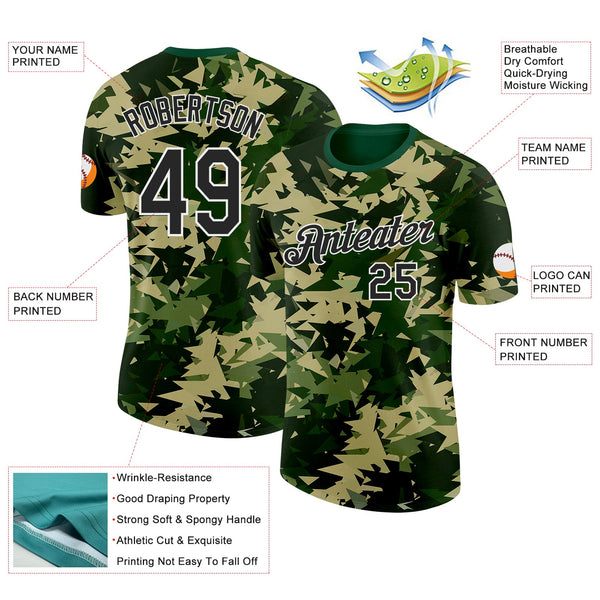 Custom Camo Black-White Geometric Fragment Camouflage Salute To Service Performance T-Shirt alternate
