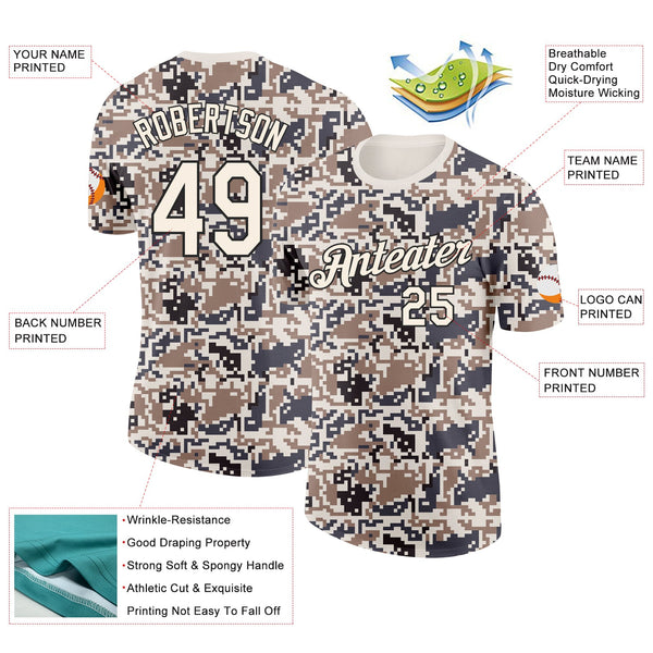 Custom Camo Cream-Black Urban Digital Camouflage Salute To Service Performance T-Shirt alternate