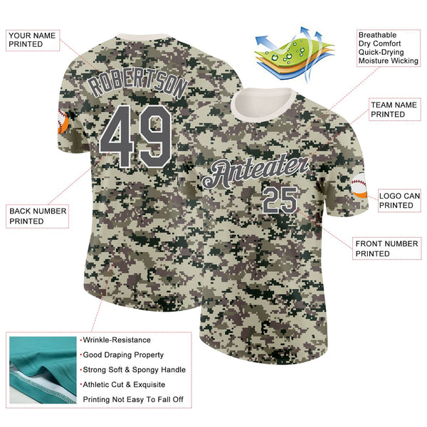 Custom Camo Steel Gray-White Terrain Digital Camouflage Pixel Salute To Service Performance T-Shirt alternate