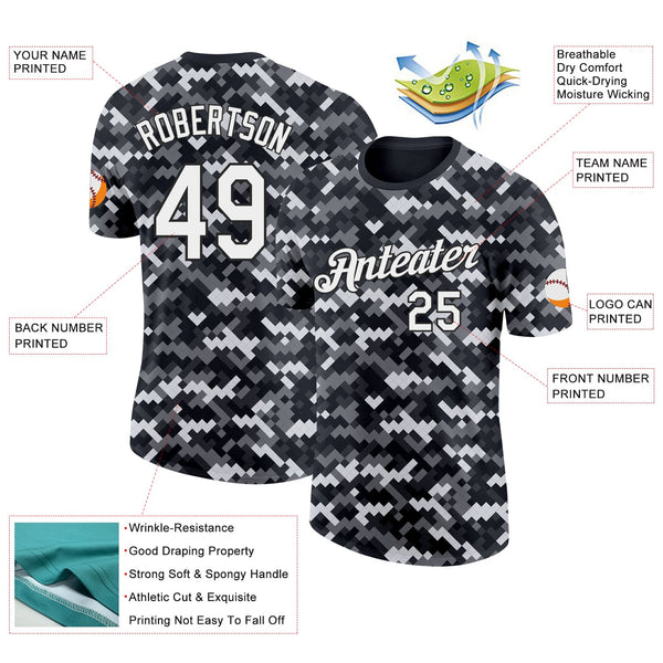 Custom Camo White-Black Urban Digital Camouflage Pixel Salute To Service Performance T-Shirt alternate