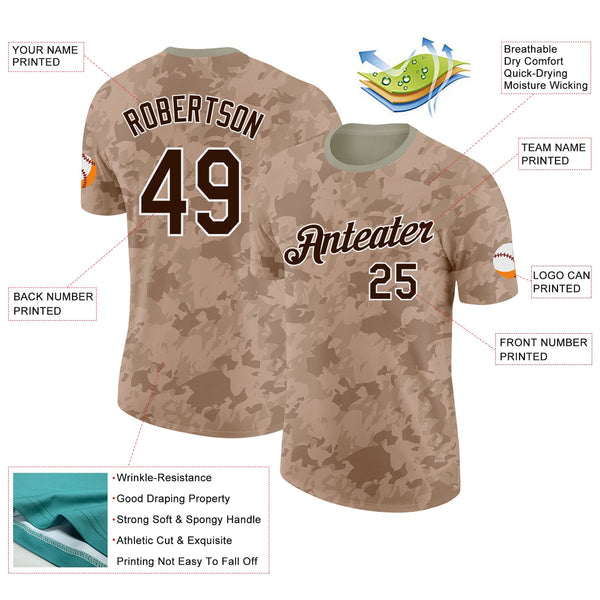 Custom Camo Brown-White Desert Digital Camouflage Salute To Service Performance T-Shirt alternate