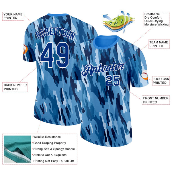 Custom Camo Royal-White Digital Camouflage Pixel Salute To Service Performance T-Shirt alternate