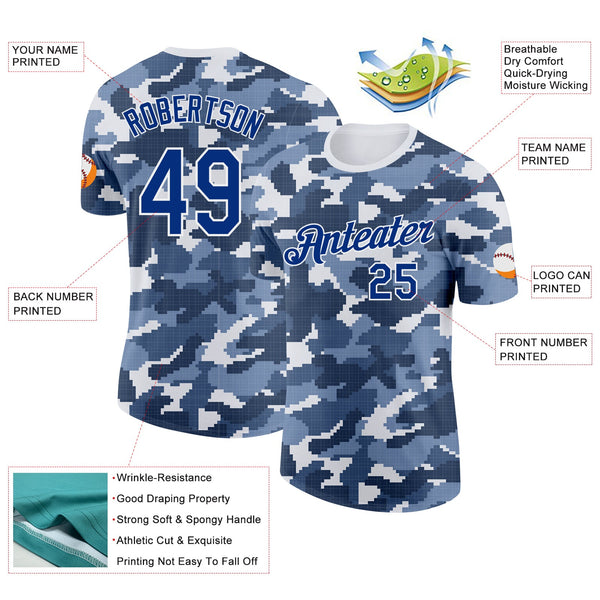 Custom Camo Royal-White Digital Camouflage Pixel Salute To Service Performance T-Shirt alternate