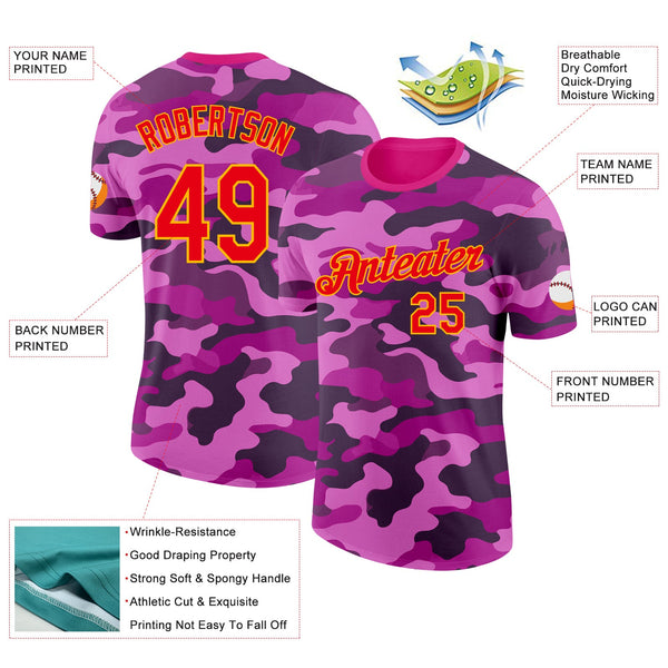 Custom Camo Fire Red-Gold Wave Camouflage Salute To Service Performance T-Shirt alternate