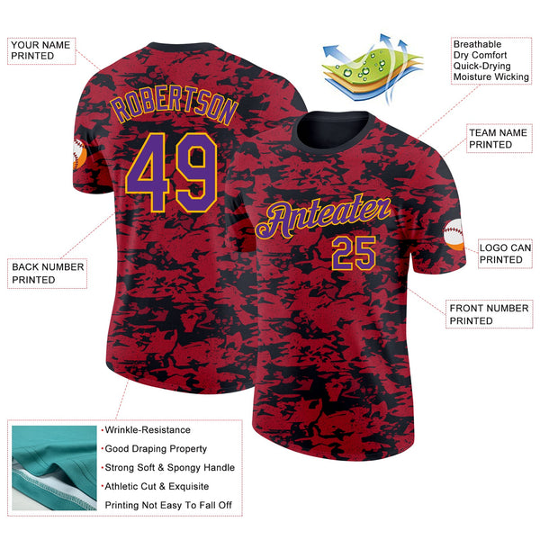 Custom Camo Purple-Gold Digital Camouflage Salute To Service Performance T-Shirt alternate