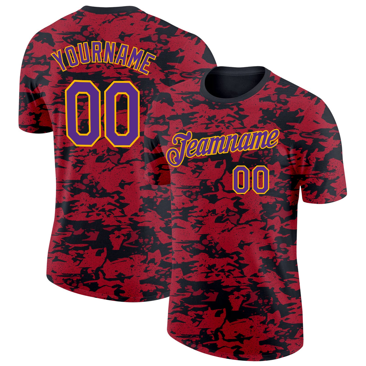 Custom Camo Purple-Gold Digital Camouflage Salute To Service Performance T-Shirt