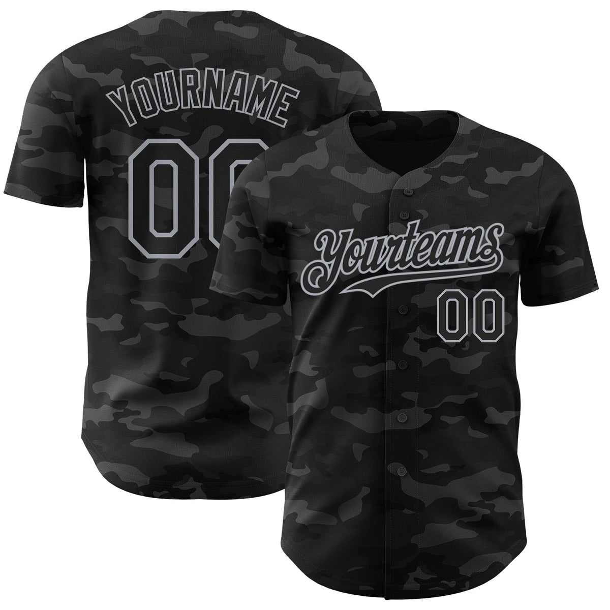 Custom Camo Black-Gray Dark Camouflage Tactical Style Authentic Salute To Service Baseball Jersey